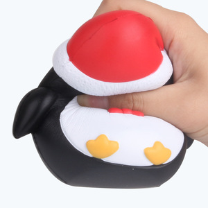 Christmas Penguin Figurine Plastic Molded Doll With Santa Hat Indoor Decor Slow <b>Rebound</b> Toy - Product Image 5