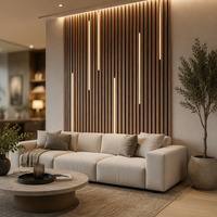 Panneaux muraux acoustiques en bois, design moderne, insonorisants, en MDF et PET, pour salon et hôtel, 60x240cm