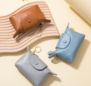 Portefeuille Mini Classique en Cuir Véritable Noir pour Femmes Petite Pochette à Fermeture Éclair Porte-Monnaie à la Mode Étanche Rangement d'Argent - Product Image 1