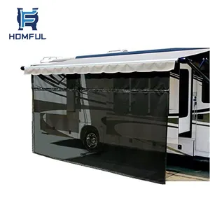 HOMFUL Caravane Auvent Noir 15 &#39;x 9&#39; Goutte Auvent avec Fermeture Éclair