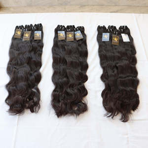 Extensión de cabello humano de templo indio natural, paquete ondulado sin procesar alineado de cutícula de visón crudo de onda profunda suelta - Product Image 2