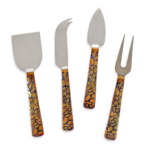 Stainless Steel Tabletop <b>Cheese</b> <b>Knife</b> <b>Set</b> With Patterned Handles Ideal For Butter Spreading Elegant Dining And Serving Use - Product Image 1
