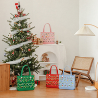 Sac fourre-tout de Noël personnalisé en EVA – Collection Noël – Motif et logo personnalisés – Réutilisable – Imperméable – Grand sac de plage
