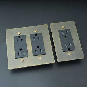 Interruttore a Levetta in Ottone Personalizzato, Bronzo Verde, Stile Retrò, Piastra in Ottone, Standard Americano 110V, <span class=keywords><strong>Presa</strong></span> a 3 Gang con Interruttore a Tirante - Product Image 3