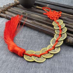 Dieci Imperatore di Denaro Fortunato di Fascino <span class=keywords><strong>Antico</strong></span> Coin Red Nodo Cinese Regalo Collezione di Monete di Rame Keychain Buona Fortuna - Product Image 6