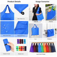 Vente en gros de sacs fourre-tout 210T pliables de grande capacité, sacs à dos promotionnels lavables en machine, personnalisables et réutilisables