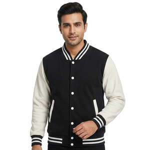 Veste universitaire avec poignets en laine classiques et patch lettres audacieux sur le devant, idéale pour les sorties décontractées et le style urbain par temps frais. - Product Image 1