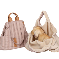 Sac de transport pliable de luxe personnalisé pour chat et chien avec fermeture éclair, grande capacité, portable, pour l'hiver et l'extérieur, à porter en bandoulière