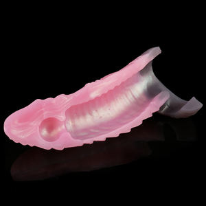 YOCY Fantasy Doppel knoten Penis hülle Silikon Wolf Dildo Penis Abdeckung mit Samen bläschen Hahn Ver größerer Wieder verwendbares Kondom für den Menschen - Product Image 3
