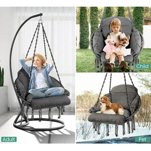 Camping Patio Swings Cordes faites à la main Chaise suspendue d'extérieur avec <span class=keywords><strong>coussin</strong></span> - Product Image 5