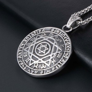 Collar Redondo de Acero de Titanio con Colgante de Estrella Retro Europeo Americano, Hexagrama de Moda para Hombre SP627 - Product Image 3