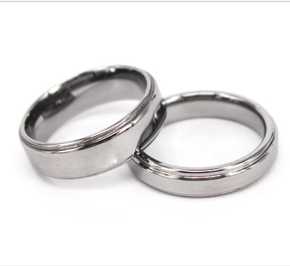 Double Grooves with Brush Finish Center Tungsten Wedding Ring Set Fashion His and Hers Ring Set