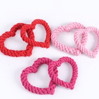 Jouet pour chien en corde de coton naturel tressé à la main, cadeau de la Saint-Valentin pour chiens et chatons, jouet interactif à nouer pour mâcher et nettoyer les dents