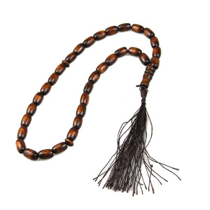 Vente en gros de 33 misbaha arabes du Moyen-Orient avec pompon, bracelet religieux unisexe en bois à perles elliptiques, bijoux de prière musulmans - Product Image 4