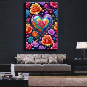 <span class=keywords><strong>Peinture</strong></span> diamantée Roses Arc-en-ciel avec poussière de fée, kit d'art diamanté, mosaïque AB, artisanat DIY, cadeau de la Saint-Valentin ASF2940 - Product Image 2