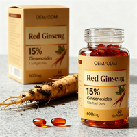 Capsules de ginseng rouge Panax OEM personnalisées, complément nutritionnel naturellement obtenu, approvisionnement en vrac, fabricant de marque personnalisée
