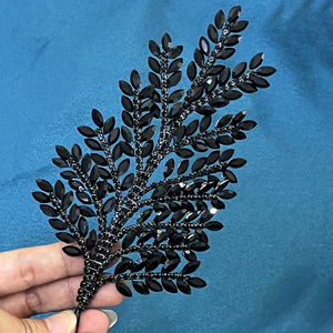 Tocado nupcial de flor de diamantes de imitación hecho a mano, con rama de diamantes, decoración lateral simétrica para peinado de moño, accesorio para el cabello de vestir - Product Image 6