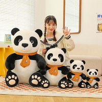 Nouveaux jouets en peluche panda charmants avec écharpe chaude et agréable, animaux en peluche panda kawaii pour cadeaux, compagnons, vente en gros de poupées
