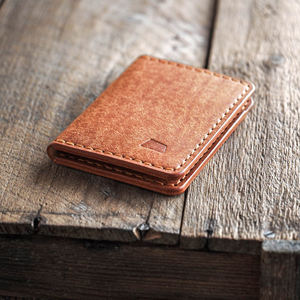 Handgemaakte Tweevoudige 14-kaarten Ultradunne Lederen Portemonnee Kaarthouder Met Zes Zakken - Product Image 5