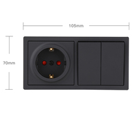 CE Nouveau Design Grand Bouton Poussoir Lisse 2 Gang 1 Voie 250V 16A PC Matériel UE Norme Européenne Électrique Interrupteur Mural et Prise
