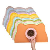 Tapis d'alimentation moderne en silicone imperméable pour animaux de compagnie, avec forme de tête de chat, pour chat et chien