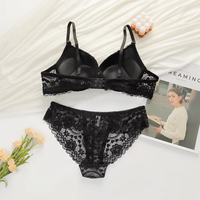Ensemble de lingerie féminine sexy et tendance, fermeture au dos, dentelle florale, deux pièces, soutien-gorge et culotte