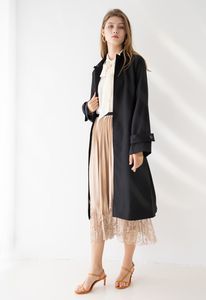 Oem Custom New Fashion girocollo maniche lunghe <span class=keywords><strong>monopetto</strong></span> cintura lunga <span class=keywords><strong>Trench</strong></span> da <span class=keywords><strong>donna</strong></span> - Product Image 4