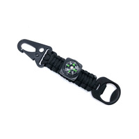 Mosquetón Multifuncional de Siete Núcleos para Exteriores, con Abrebotellas, Brújula, Termómetro, Puntero y Resistencia a Impactos