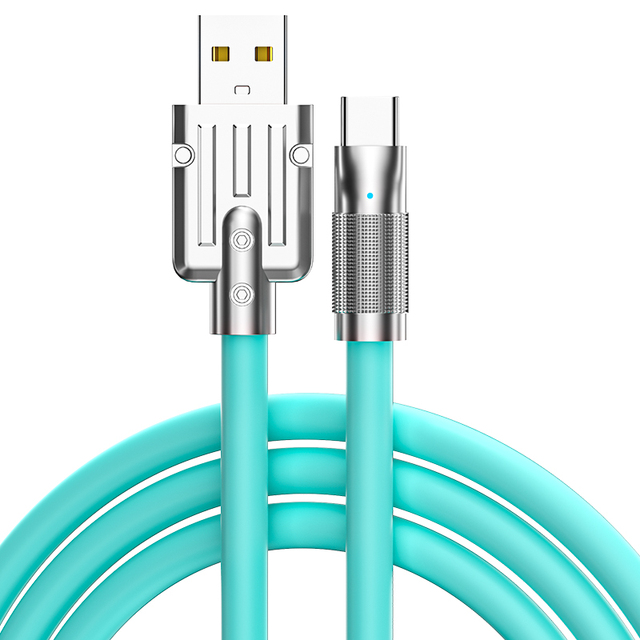 120W Super Fast Charging Cable Metal Zinc Alloy Liquid Silicone USB Type-C Charger Data Cable for Android