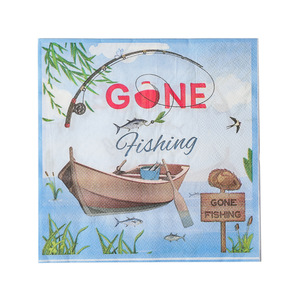 Gone Fishing Printed Paper Napkins 330mm Square Themed Party Use 20 Sheets Per Pack - Product Image 5