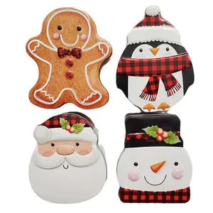 Лидер продаж, Рождественская Новая металлическая коробка для пингвинов в красную сетку, Подарочная жестяная банка, праздничная банка для печенья, упаковка