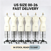 Mannequin de couture en fibre de verre avec base en acier inoxydable, tailles US 00-26, pour essayage et présentation de vêtements, expédition mondiale