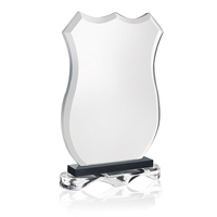Vente en gros en usine de cadeaux souvenirs gravés en 3d trophée d'entreprise en cristal prix de verre avec base noire