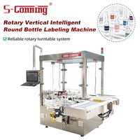 Machine d'étiquetage verticale rotative avec structure de roulement à courroie en PU pour ampoules, liquides oraux, cartouches, bouteilles rondes