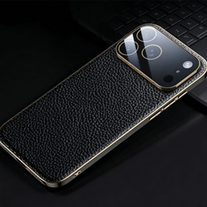 Étui en cuir véritable pour iPhone, ultra-fin, antichoc, protection complète de l'objectif, coque de téléphone - Product Image 1