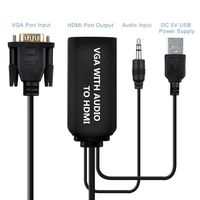 Cable Convertidor VGA a HDMI HD 1080P Plug and Play con Audio y Conectores Dorados para PC/Laptop/Monitor/TV - JustLink Stock