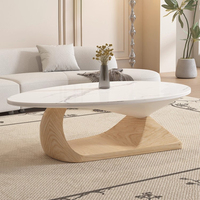 Table basse en forme de couleur bois minimale petit appartement salon table basse à panneau de roche ovale