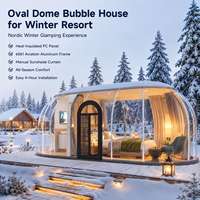 Cabane de glamping transparente en polycarbonate, résistante au froid, en forme de dôme ovale, pour camping en glace, station de montagne