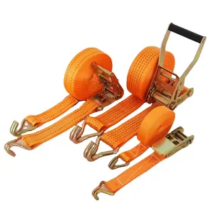 Hot sales ratchet tie down strap 2" wide handle strap ratchet load strap cargo belt with J Hooks strap with ratchet