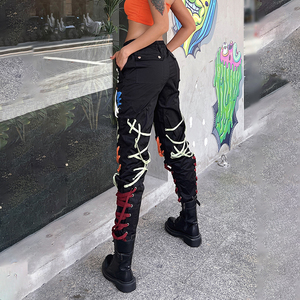 <strong>Harem</strong> <strong>Pant</strong> Patchwork Drawstring Hit Color High Waist <strong>Pants</strong> for Women - Product Image 6