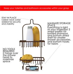 Panier de douche d'angle <span class=keywords><strong>lourd</strong></span> <span class=keywords><strong>étagère</strong></span> de salle de bain organisateur support de douche mural Type debout utilisation domestique - Product Image 3