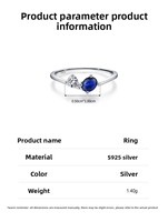 Style chaud en gros bleu pierre Zircon anneau pour les femmes en argent Sterling 925 bijoux nouvelle bague à la mode bijoux fins