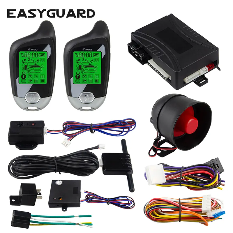 EASYGUARD-sistema de entrada sin llave para coche, buscapersonas con pantalla lcd, alarma de vibración, sensor de microondas, alarma de 2 vías