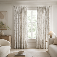 Rideau semi-transparent gris argenté personnalisé avec motif de branche botanique et détails métalliques pour hôtels, villas et salons (vente en gros)