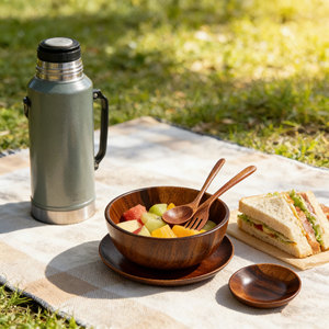 Conjunto de Tigela e Colher de Madeira Mini Jujube Ecológica com Design Clássico e Opção de Logotipo Personalizado e Gravação - Product Image 3