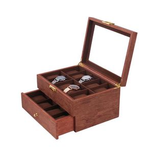 Boîte à montres personnalisée de 20 pièces, finition piano rouge vin polie, avec peinture à grain de bois - Étui de rangement haut de gamme pour montres - Product Image 2