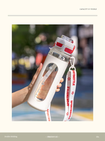 Bouteille d'eau sport 950 ml avec couvercle à paille et poignée enroulable, idéale pour la gym, les enfants, les cadeaux d'affaires et les festivals en plein air