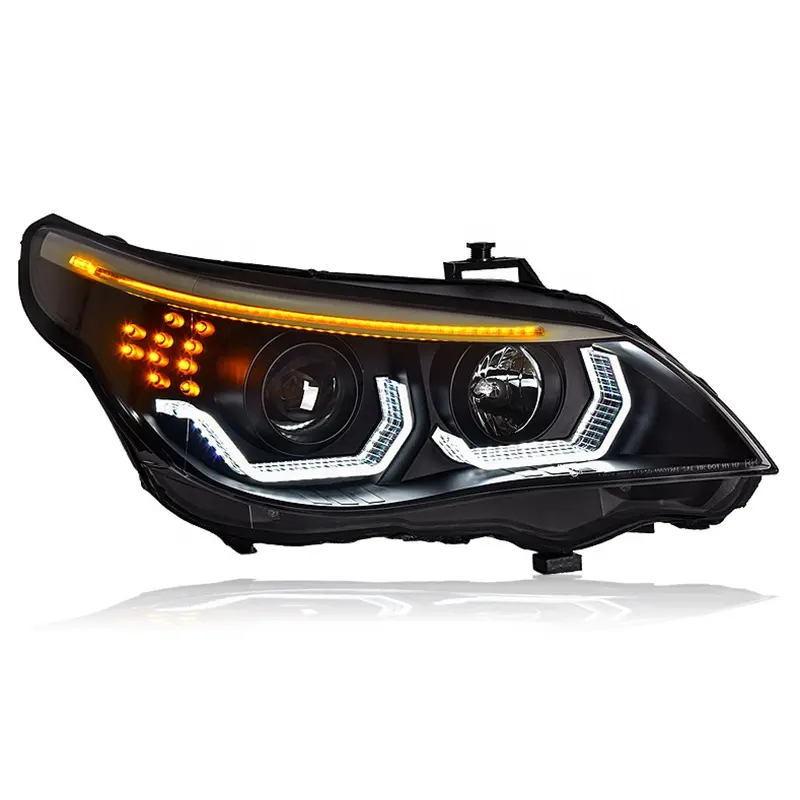 BMW E60 için farlar 2003 - 2007 2008 - 2010 LED kafa lambası gündüz çalışan işık DRL torna 520i 520i 530i farlar