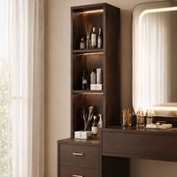 Coiffeuse moderne personnalisée avec miroir LED, tiroirs et armoire de rangement - Meuble de chambre en bois