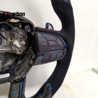YTcarbon pour Durango RT SRT personnalisé véritables flocons bleus forgés en Fiber de carbone manette de vitesse LED volant